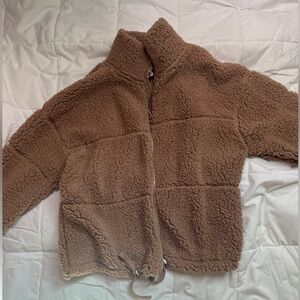 Forever 21 Brown Teddy Zip Up Sweater